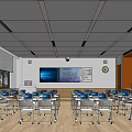Modern classroom multimedia classroom desks and chairs 3d model