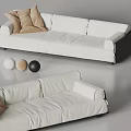 Modern White Sectional Sofa With Beige Black White Spherical Decorative Balls 3d model