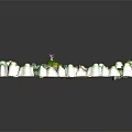 Cartoon Heart Shaped Scene With Green Trees Grass Stone Fence And Circular Colorful Center