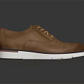 Brown Leather Lace Up Brogue Shoes With White Sole For Casual Style