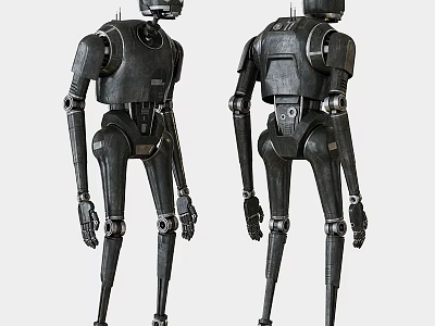 Intelligent Machine Two Black Humanoid Robots With Front Back Views Mechanical Design Articulated Joints 3d model