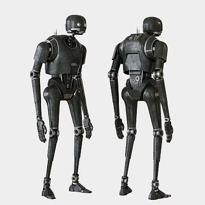 Intelligent Machine Two Black Humanoid Robots With Front Back Views Mechanical Design Articulated Joints 3d model