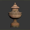 Ornate Decorative Urn With Carved Patterns Lid And Pedestal Base