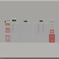 Fire Safety Equipment Featuring White Fire Doors And Green Emergency Exit Signs