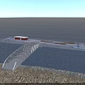 Floating Structure With Bridge Connecting Water To Sandy Beach Shore Area 3d model