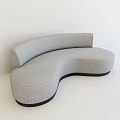 Modern Curved Light Gray Fabric Sofa With Black Base Trim Design 3d model