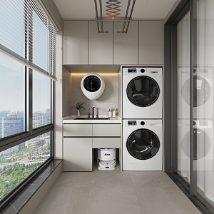 Modern balcony washing machine cabinet 3d model