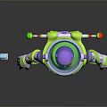 Buzz Lightyear Animated Character In Green White Space Suit With Purple Helmet Blue Laser Weapon