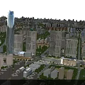 Aerial Planning of Modern Urban Cityscape with Tall Buildings and Green Spaces