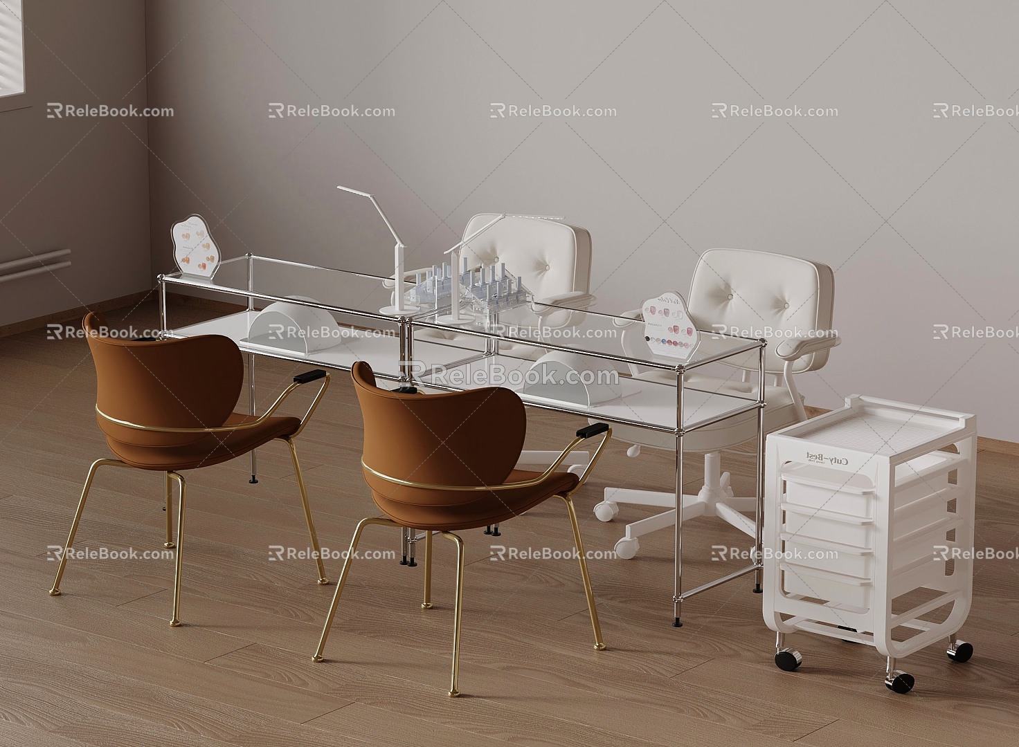 Modern makeup table and chair combination 3d model