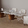 Modern makeup table and chair combination 3d model