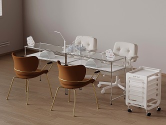 Modern makeup table and chair combination 3d model