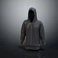 Gray Zip Up Hoodie With Modern Design And Long Sleeve Casual Style