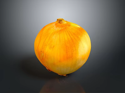 Ripe Fresh Whole Yellow Onion With Smooth Outer Skin On Dark Surface 3d model