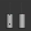 White Cylindrical Speakers With Colorful Base Ring Lights And Hanging Top Cables