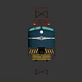 Blue and White Electric Train Model with Red Pantographs on Top and Detailed Design