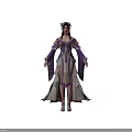 Graceful Fantasy Female Character In Purple White Traditional Robe With Gold Ornaments And Floral Hairpieces