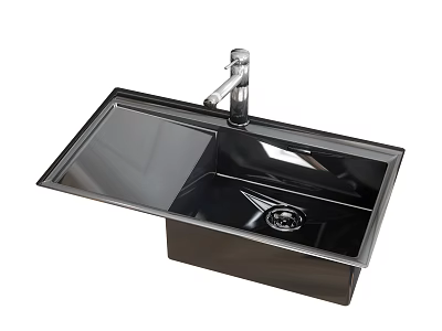 Black Stainless Steel Kitchen Sink with Modern Sleek Design and Chrome Faucet for Contemporary Kitchens 3d model