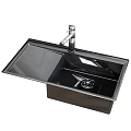 Black Stainless Steel Kitchen Sink with Modern Sleek Design and Chrome Faucet for Contemporary Kitchens