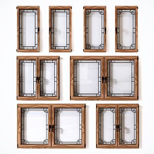 New Chinese style window combination 3d model