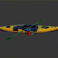 Yellow and Red Kayak With Paddle and Red Buoy for Water Activities