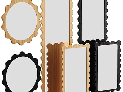 Assorted Mirrors With Scalloped Edges In Different Shapes And Frames 3d model