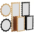 Assorted Mirrors With Scalloped Edges In Different Shapes And Frames