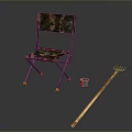 Folding Single Chair With Camouflage Pattern Metal Frame And Yellow Anti-slip Pads