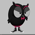 Stylish Black Owl Doll With Pink Eyebrows Bow Tie And Sneakers