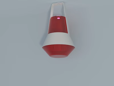 Red and White Two Tone Ceiling Pendant Light Hanging Against Light Blue Background 3d model