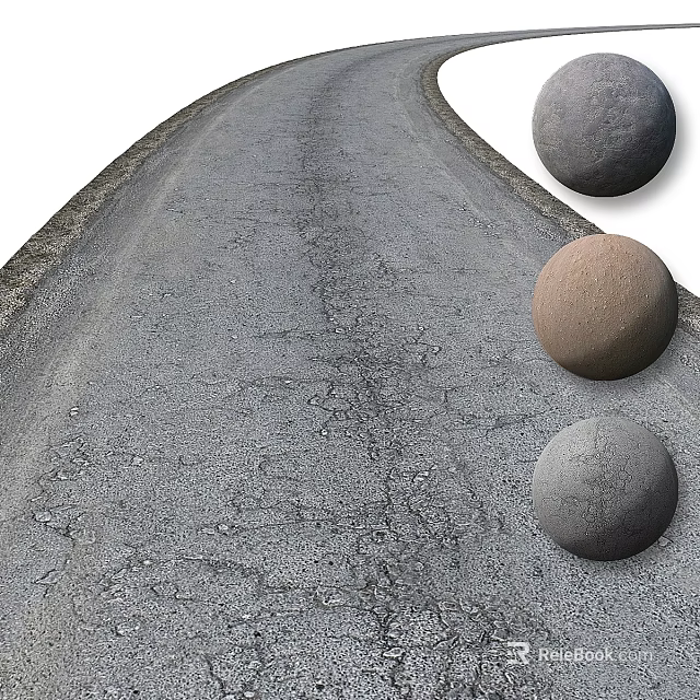 Curved Garden Path Adorned with Smooth Round Stone Balls as Decorative Ornaments 3d model 