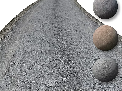 Curved Garden Path Adorned with Smooth Round Stone Balls as Decorative Ornaments 3d model