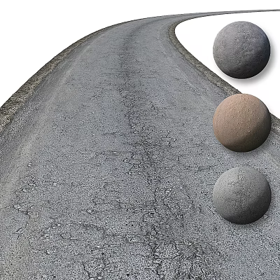 Curved Garden Path Adorned with Smooth Round Stone Balls as Decorative Ornaments 3d model