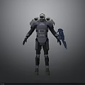 Futuristic Sci Fi Tactical Armor With Full Body Design And Blaster Weapon 3d model