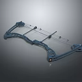 Blue Compound Bow With Bowstring And Mechanical Components On Gray Background