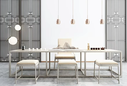 New Chinese Tea Table and Chair Tea Area 3d model
