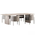 Modern Wooden Dining Table Set With Upholstered Chairs And Minimalist Design