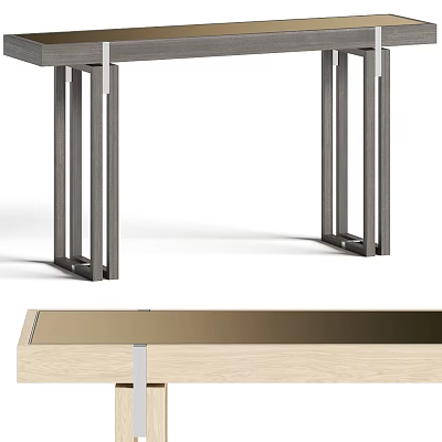 Modern Wooden Console Table With Metal Legs And Minimalist Home Design 3d model