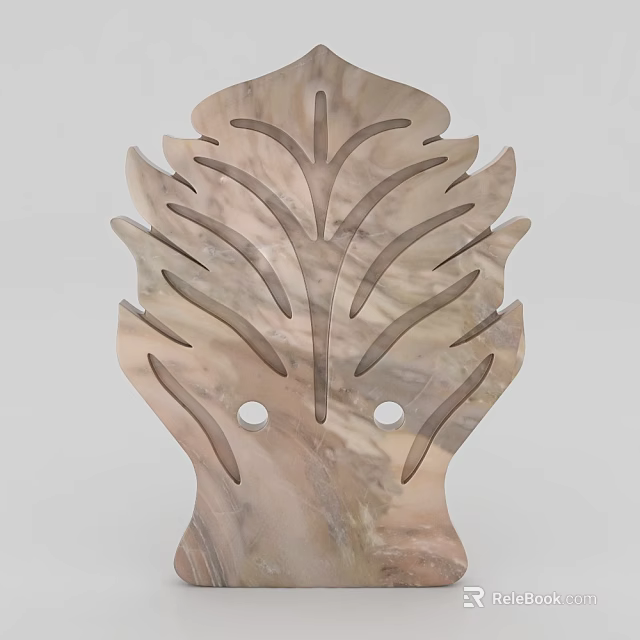 Intricate Marble Carved Design With Leaf Pattern And Circular Holes For Decoration 3d model