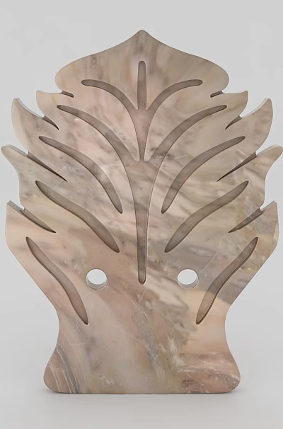 Intricate Marble Carved Design With Leaf Pattern And Circular Holes For Decoration 3d model