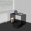Modern Transparent Coffee Table with Blue Base Decorative Sphere and Tray 3d model