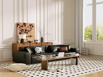 Middle Ancient Sofa Combination Coffee Table Carpet Multiplayer Sofa 3d model