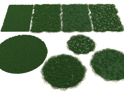 Green Turf With Small Flowers In Various Shapes For Natural Garden Decor 3d model