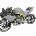 Modern Gray Motorcycle with Green Accents and Sleek Sporty Design