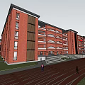 Red Brick School Buildings With Multiple Floors And Open Square Entrance Area