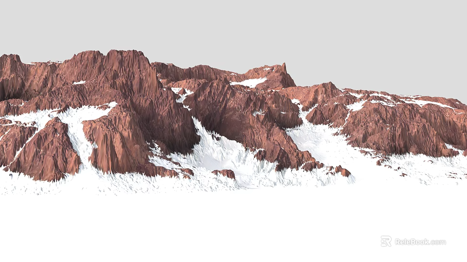 Scenic Red Rock Mountain Range with Snow Covered Slopes and Rocky Terrain 3d model