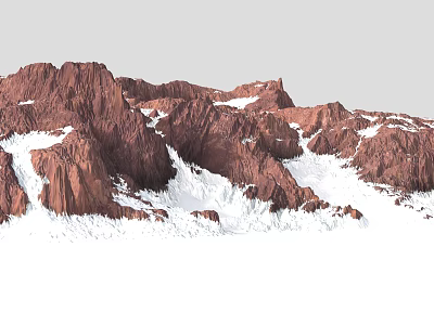 Scenic Red Rock Mountain Range with Snow Covered Slopes and Rocky Terrain 3d model