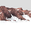 Scenic Red Rock Mountain Range with Snow Covered Slopes and Rocky Terrain 3d model