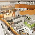 Modern Sales Office Interior Design With Multi Level Space Open Staircase And Lounge Areas