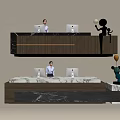 Modern Company Reception Area Bar Reception Desk 3d model